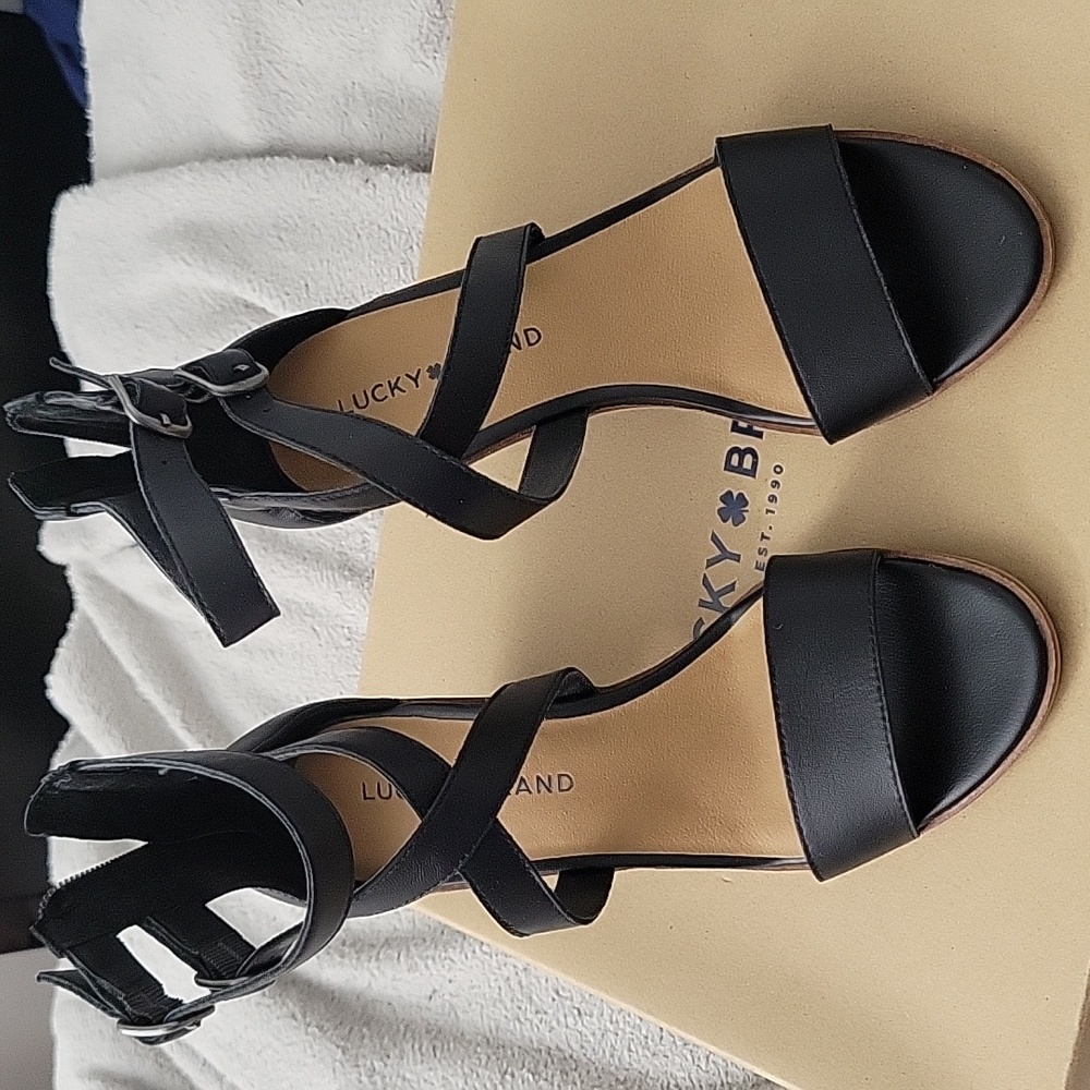 Lucky Brand Black Ressia Leather Sandal